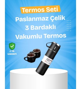 Paslanmaz Çelik Termos Seti 500 ml Kapasite 6-12 Saat Isı Koruma Hediye Kutulu