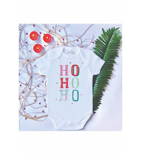 Unisex Bebek Baskılı Yılbaşı Ho Ho Ho %100 Pamuklu Çıtçıtlı Body Zıbın