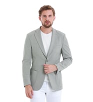 Hatemoğlu Gri Slim Fit Kareli Mono Yaka Klasik Ceket