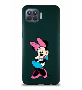 Oppo Reno 4 Lite Soft Premier Kapak Minnie Mouse-D Tasarımlı Silikon Kılıf - Yeşil (Şeffaf)