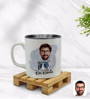 BK Gift Kişiye Özel Erkek Radyolojist Karikatürlü İçi Siyah Renkli Kupa Bardak Model 1