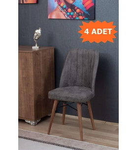 Mutfak Sandalyesi  Yemek Odası Sandalyesi  Salon Sandalyesi  Cafe Sandalyesi - Antrasit - 4 Adet
