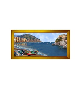 Manzara Temalı Kanvas Tablo 50 x 70 cm Gold Çerçeve