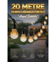 20 Metre 20 Duy Organizasyon Seti A60 4W E27 Rustik Ampul Dahil 220V Dış Mekan Bahçe Teras Festoon I