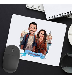 Sevgiliye Hediye Kişiye Özel Güzel İstanbul ve Aşkımız Karikatürlü Mousepad