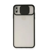 İphone Xs Max Kılıf Palm Buzlu Kamera Sürgülü Silikon - Siyah
