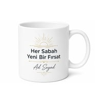 İsimli Sabah Kupası Baskılı Motivasyon Hediyesi Kişiye Özel Porselen Kupa Bardak