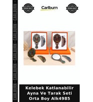 Özel Üretim Kelebek Katlanabilir Ayna Ve Tarak Seti Orta Boy Alk4985