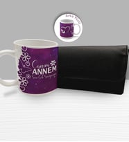 Anneler Günü Özel Tasarım Kupa&Kadın Cüzdanı Hediye Seti