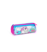 Coral High Kids Mavi Neon Pembe Unicorn Desenli Üç Bölmeli Kalem Çantası 22011
