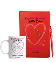 Sevgililer Gününe Özel Kırmızı Defter Kalem & Kupa Hediye Seti 26