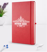 BK Gift Kişiye Özel İsimli Kırmızı Termo Deri Defter 16x24cm Model 32