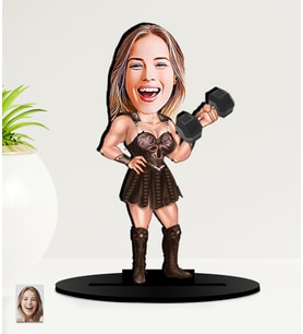 Kişiye Özel Karikatürlü Kadın Sporcu - Zeyna MDF Biblo