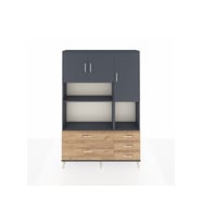 Arges Dolap 8 Raflı 5 Çekmeceli 3 Kapaklı 132x30x195 Antrasit-Antrasit/Çam