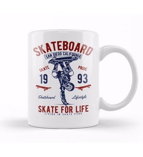Retro Skate For Life Kupa Bardak Porselen