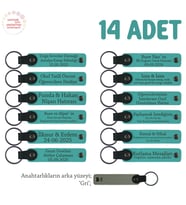 Gönüllü Etkinlikte Görev Alanlara Özel 14'lü Set, Üzerine İsim Yazılı Anahtarlık, Koyu Turkuaz & Gri