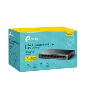 TP-LINK LS108GP 8 PORT GIGABIT + RJ45 62W 250 METRE POE MESAFE METAL KASA