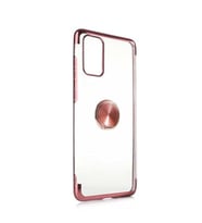 Galaxy S20 Kılıf Kenarları Renkli Yüzüklü Manyetik Silikon (Rose)