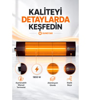 Sunstar Profesyonel Termostatlı Halojen Isıtıcı 1800 W – Ayarlanabilir Manuel Termostat, Alüminyum G