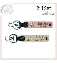 Patili Tarzın Zarif Temsilcisine, Kedili Desen, Kişisel Yazılı Anahtarlık, Yavru Ağzı-Sütlü Kahve