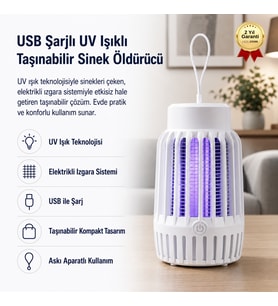USB Şarjlı UV Işıklı Taşınabilir Sinek Öldürücü
