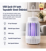 USB Şarjlı UV Işıklı Taşınabilir Sinek Öldürücü