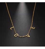 Harfli Çoklu Gümüş Kolye Altın Kaplama