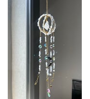 Kristal Kuvars Sun Catcher 9 - Güneş Tutucu, Güneş Yakalayıcı, Doğal Taşlı, El Yapımı (Beyaz)