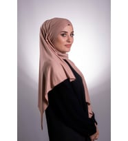 Sütlü Kahve Arkadan Bağlamalı Şal Viskon Kumaş Üç Bantlı 2103_26