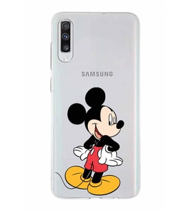 Samsung Galaxy A70  Kapak Mickey Mouse Tasarımlı Şeffaf Silikon Kılıf