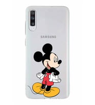 Samsung Galaxy A70  Kapak Mickey Mouse Tasarımlı Şeffaf Silikon Kılıf