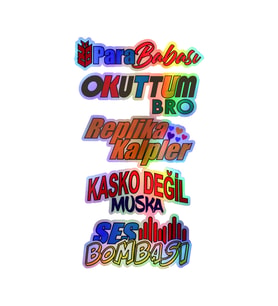 Para Babası Bro Kalpler Kasko Değil Muska Yazılı Hologram Efektli Arka Cam Stickeri 30x20cm