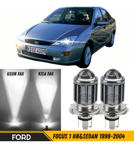 Ford Focus 1 1998-2004 Uyumlu Mercekli Far Ampulü Led Xenon Beyaz Şimşek Etkili Led Lamba Uzun Kısa