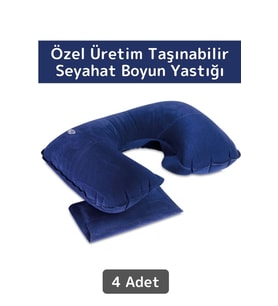 Premium Yüksek Kaliteli Portable Şişirilebilir Taşınabilir Yolcu Seyahat Ense Boyun Yastığı 4 Adet (Standart)