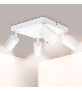 RİOLIGHT MODERN BEYAZ GÖVDE HAREKETLİ BAŞLIK 4XGU10 KARE TABAN LED SPOT LED AVİZE (AMPUL DAHİL)