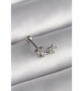 316L Çelik Gümüş Renk Zirkon Taşlı Yıldız Tragus Piercing