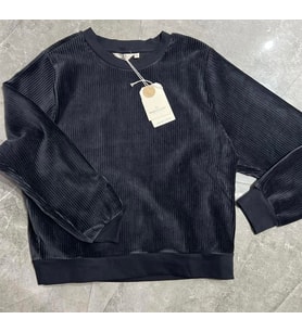 Basic Apperal Siyah Kadife Sweatshirt