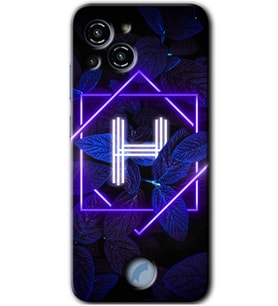 Reeder S23 Pro Max Kılıf HD Desen Baskılı Arka Kapak - Dark Neon Yaprak H Harfi