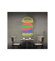 Hamburger Figürlü Neon Tabela