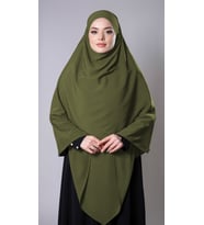 Haki Pratik Hazır Geçmeli Tesettür Eşarp Medine İpeği Bağcıklı Sufle Hijab 2301_09