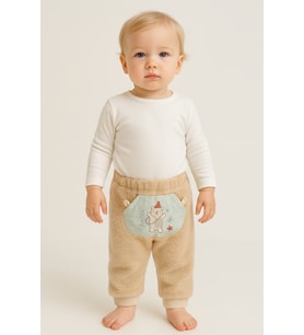Erkek bebek Kanguru cepli Peluş Alt Pantolon - 3-6 AY / KAHVE