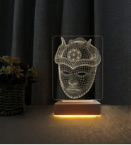 Maske Tasarımlı Lamba Kişiye Özel İsimli 3d Led Masa Lambası Doğum Günü Hediyesi Lamba