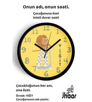 İsme Özel Kaykaylı Aslan Çocuk Odası Duvar Saati Orta Boy 30 cm Siyah Camlı Sessiz