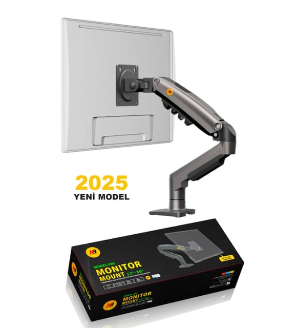 Monitör standı North Bayou Nb F80 (2025 YENİ MODEL) Amortisörlü Tekli Monitör Standı Gri (17-32 INÇ)-(2-9 KG) (Siyah)