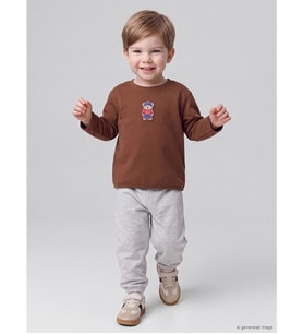 LCW baby Kahverengi Nakışlı Erkek Bebek Takım