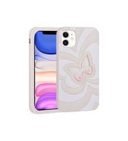 Apple iPhone 11 Uyumlu Kılıf Sıvılı Simli Kelebekli Tasarım Zore Vodena Kapak (Beyaz)