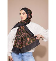 Ekose Desen Pavia Seri Şal Eşarp Askısı ile Birlikte 90X200 cm Siyah Gold-90X200