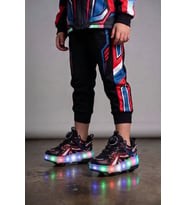 Elit Erkek Çocuk RGB LED Işıklı Çıkarılabilir Tekerlekli PATEN Ayakkabı Siyah - Gri
