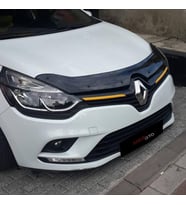 Renault Clio 4 2012 - 2020 Ön Kaput Koruyucu Rüzgarlığı Piano Black 3.2 mm Kalın Plastik