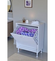 Eliusta Sare 55 cm Beyaz Sepetli Banyo Dolabı,Mutfak Dolabı 55x75x32,5 cm Oyuncak Sepeti Çok Amaçlı Dolap